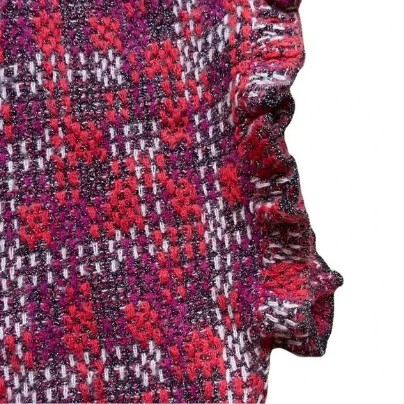 NWT Zara RUFFLED KNIT Cropped TOP Sweater Multi Color plaid - Picture 7 of 12